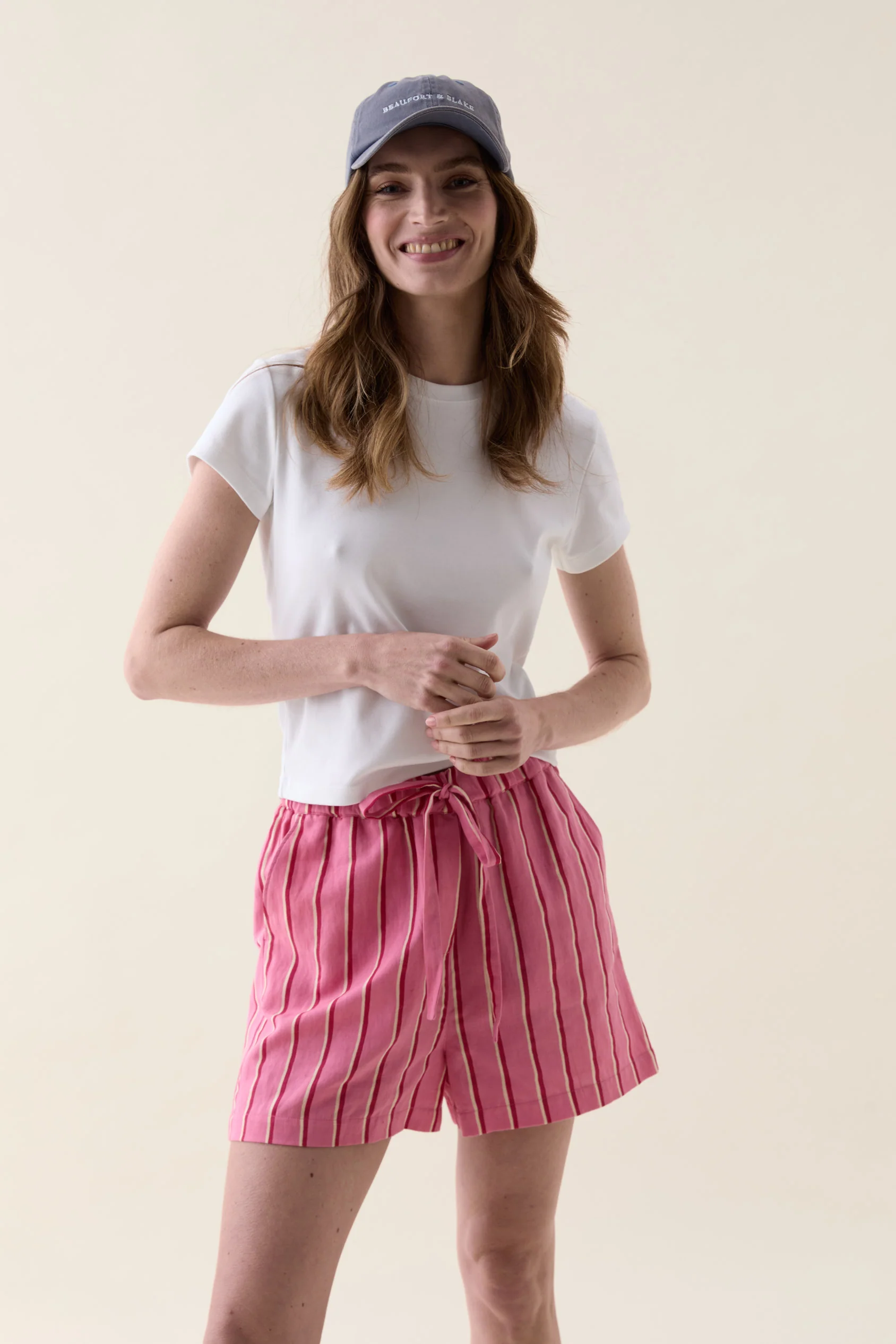Bodiam Pink Painted Stripe Shorts - Image 4