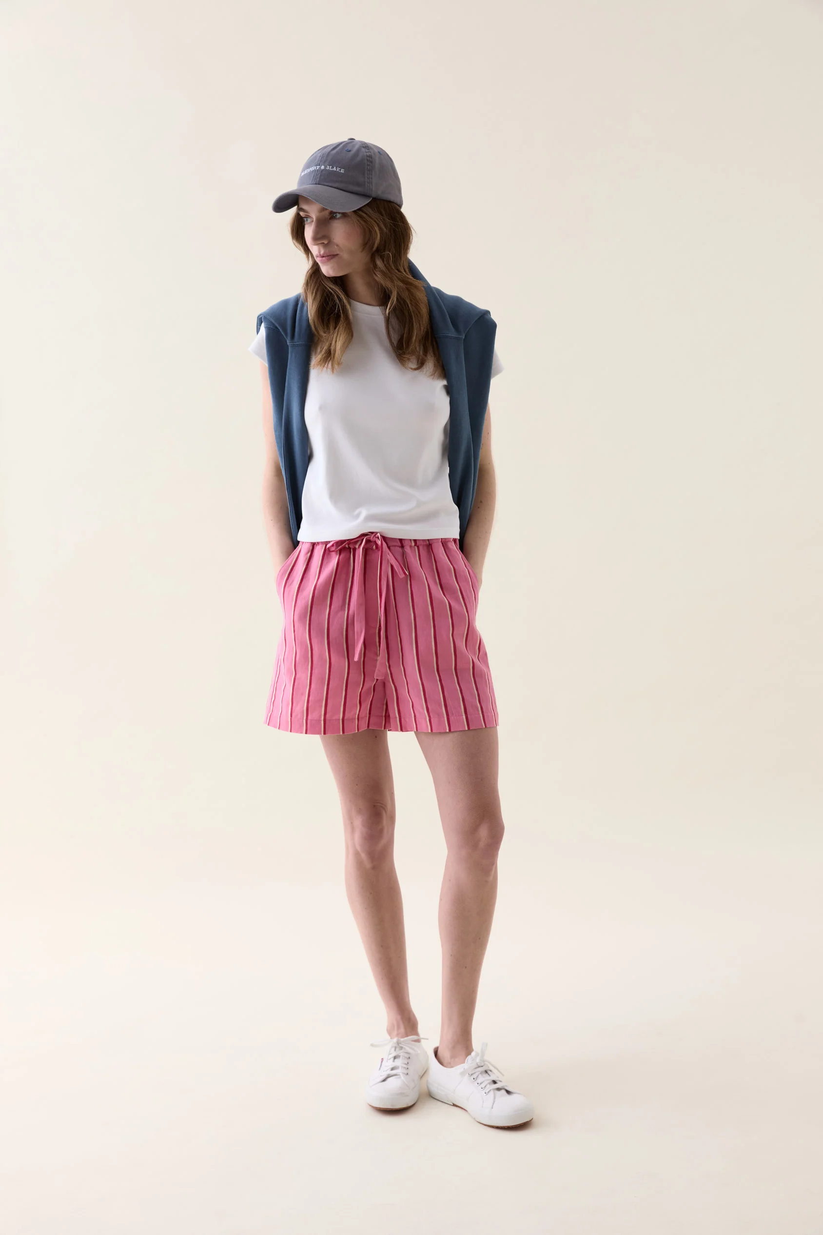 Bodiam Pink Painted Stripe Shorts - Image 5