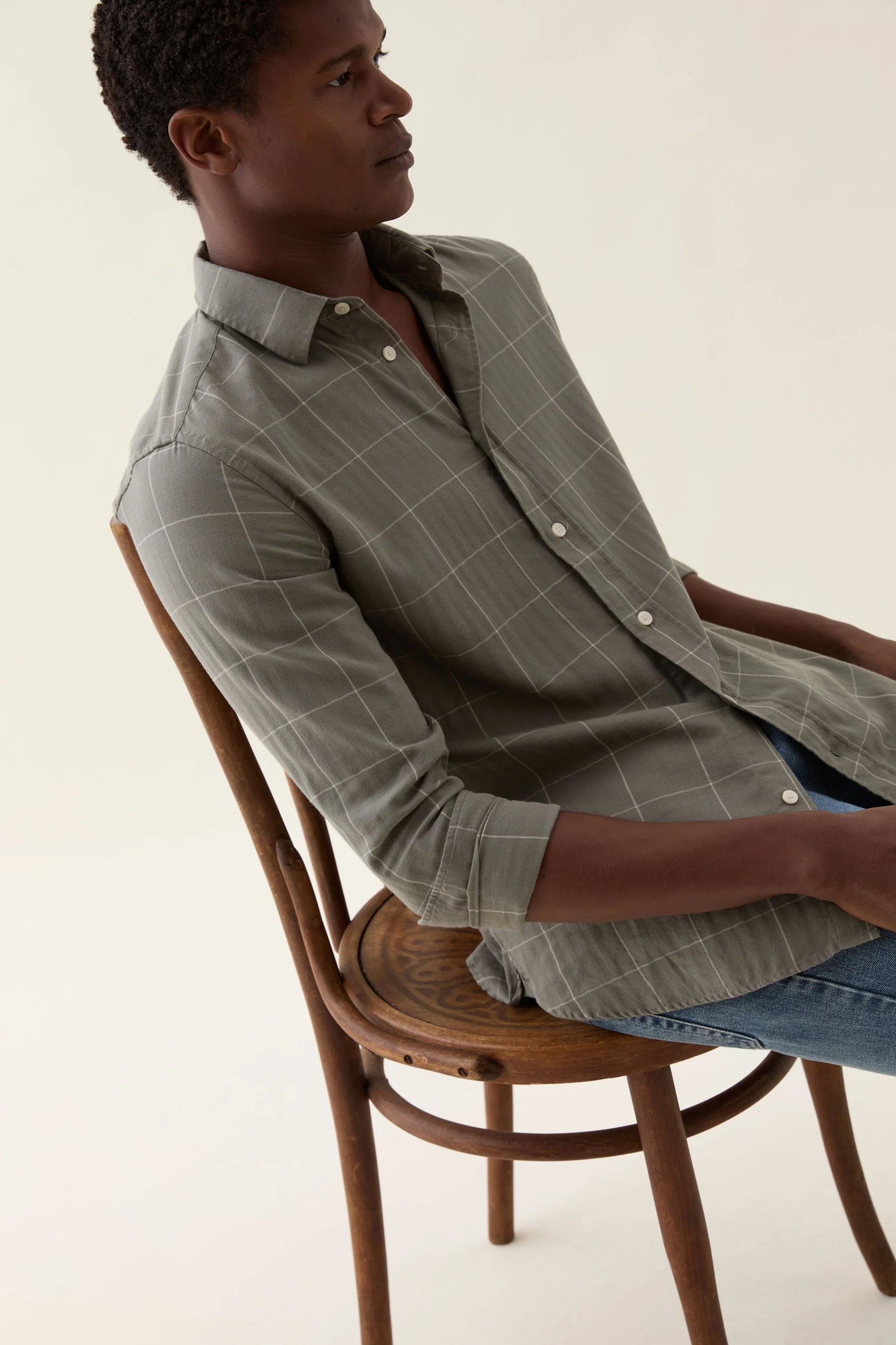 Halnaker Khaki Check Shirt - Image 4
