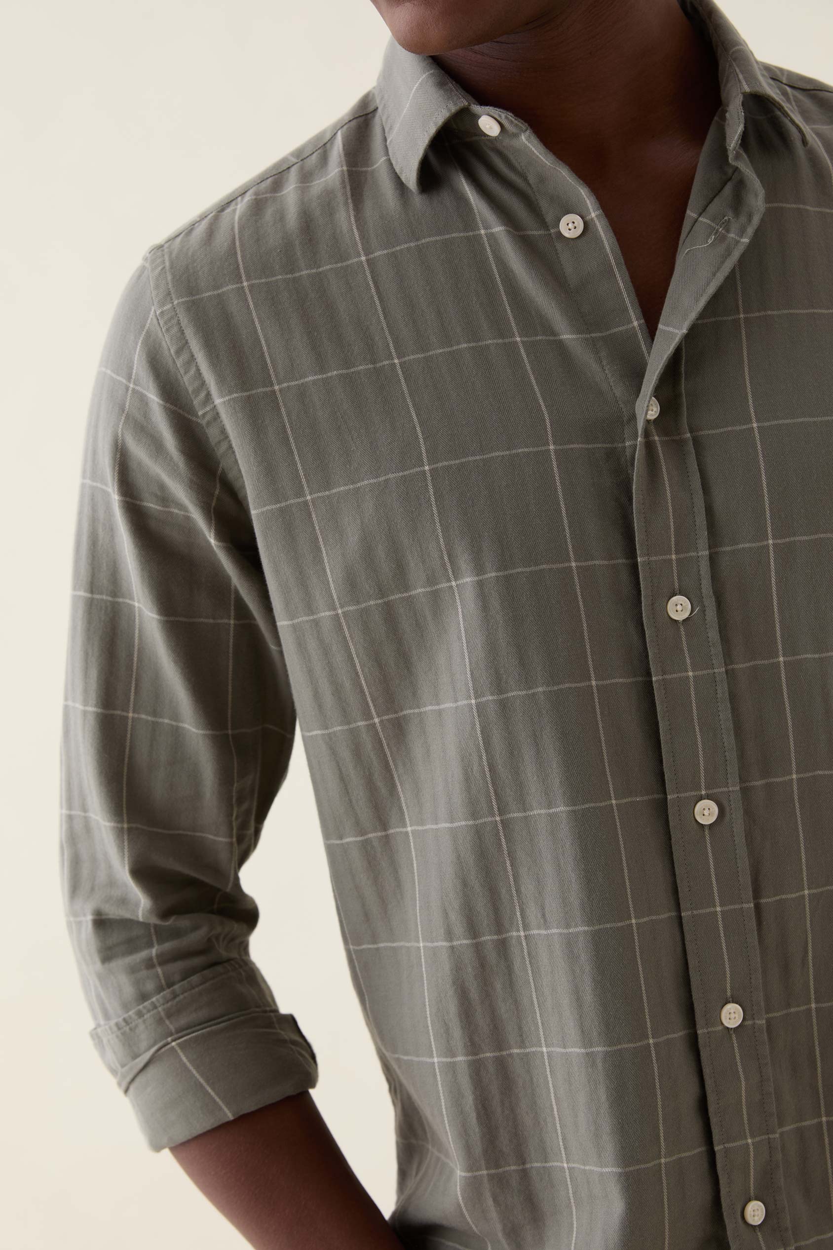 Halnaker Khaki Check Shirt - Image 5
