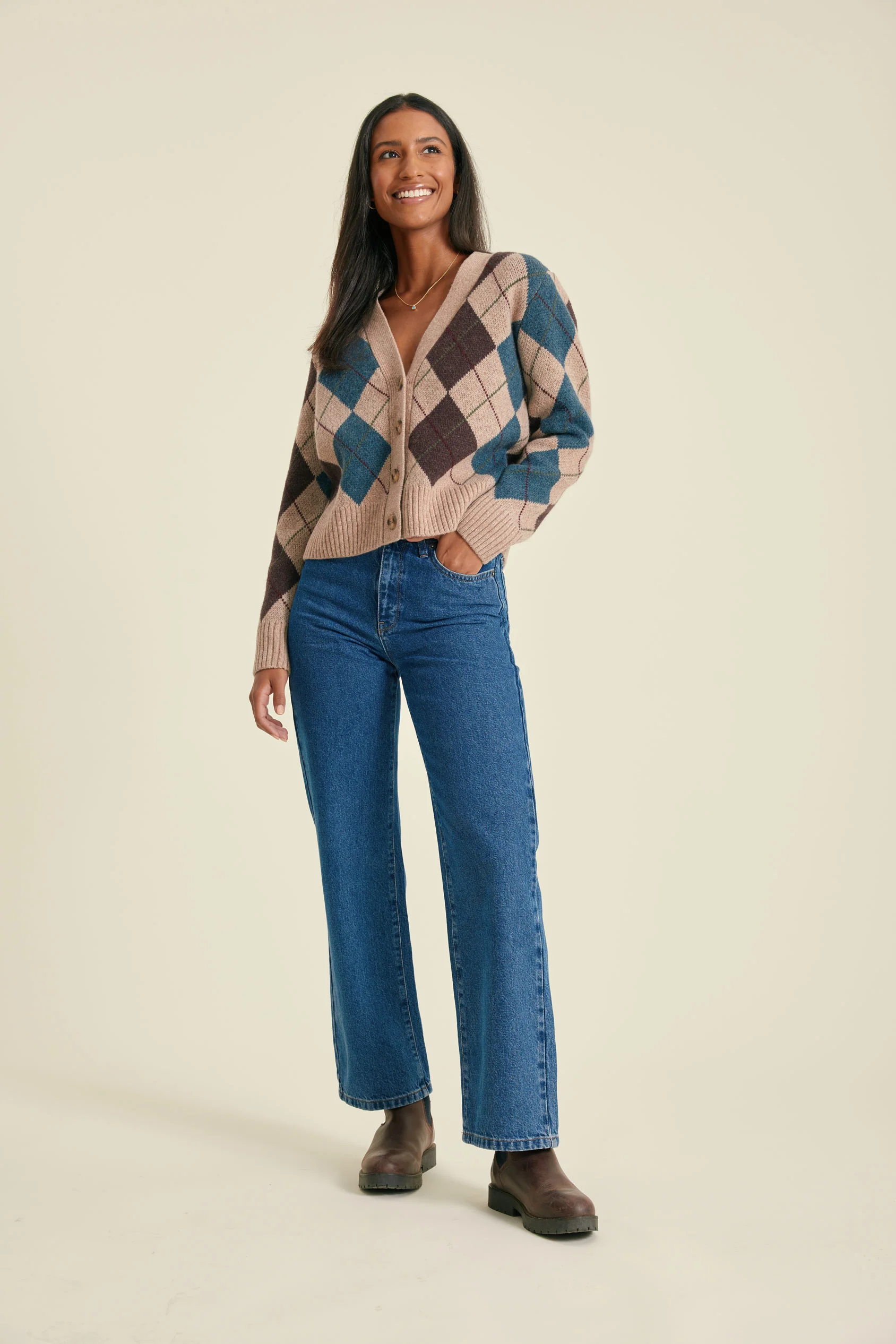 Pembroke Argyle Cardigan - Image 4